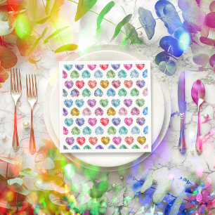 Serviette En Papier Diamond Heart Aquarelle Motif mignon Pastel Girly