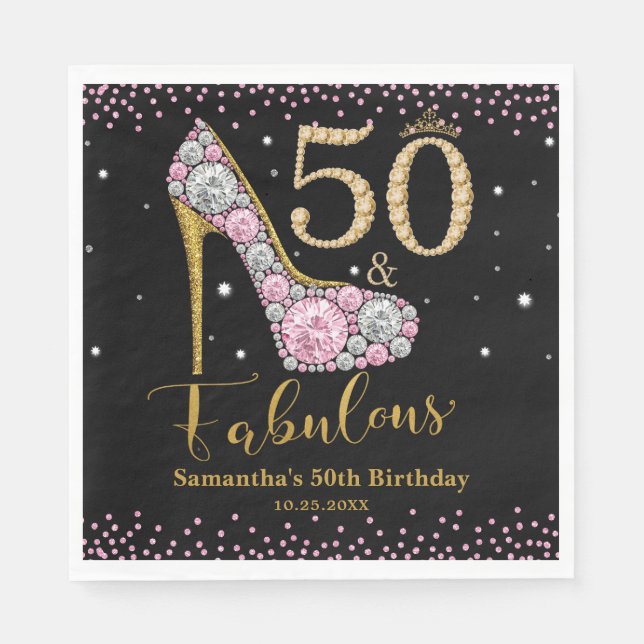 Serviette En Papier Diamond Parties scintillant Cinquante et fabuleux  (Devant)