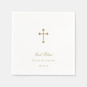 Serviette En Papier Dieu bénisse garçon baptisé Croix d'or