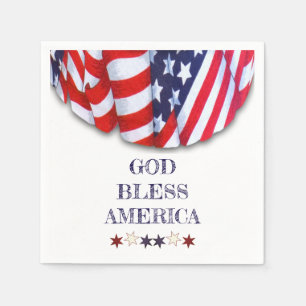 Serviette En Papier Dieu patriotique bénir l'Amérique Rouge Blanc Bl