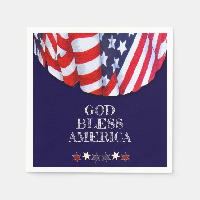 Serviette En Papier Dieu patriotique bénir l'Amérique Rouge Blanc Bleu (Devant)