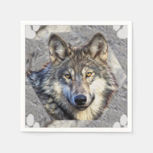 Serviette En Papier Dignité du loup gris v4