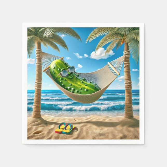 Serviette En Papier Dill Pickle dans un hamac tropical (Devant)