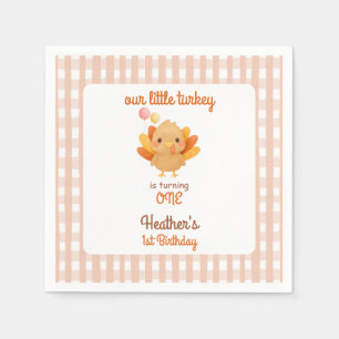 Serviette En Papier Dinde aquarelle mignonne 1er anniversaire