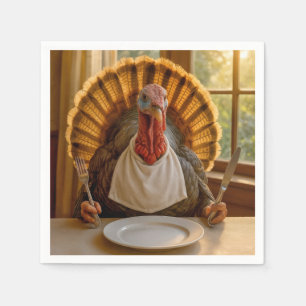 Serviette En Papier Dinde de Thanksgiving avec couteau et fourchette