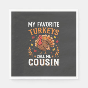 Serviette En Papier Dinde de Thanksgiving Famille Cousine