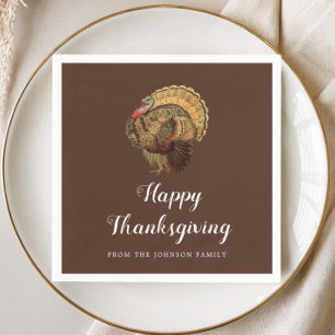 Serviette En Papier Dinde élégante vintage Joyeux Thanksgiving 