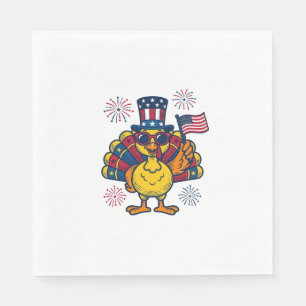 Serviette En Papier Dinde patriotique drôle Feu d'artifice Chemise vin