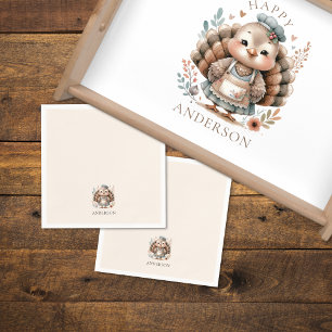 Serviette En Papier Dinde Personnalisée Ajouter un Nom