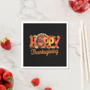 Serviette En Papier Dindes de Thanksgiving heureux tombent