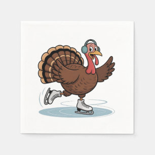Serviette En Papier Dindon de patinage de Thanksgiving