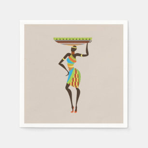 Serviette En Papier Dîner africain de thème de dame africaine