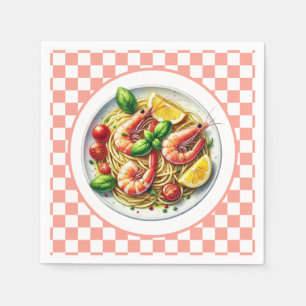 Serviette En Papier Dîner aux amateurs de pâtes aux crevettes