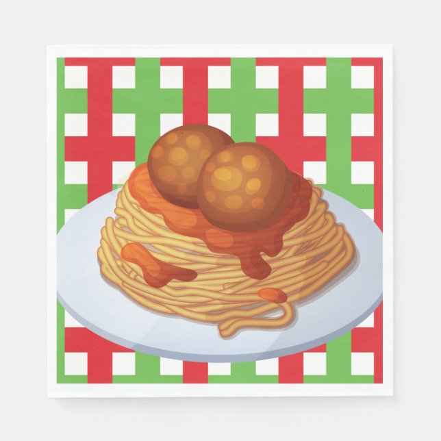 Serviette En Papier Dîner aux spaghetti mignons (Devant)