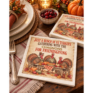 Serviette En Papier Dîner de Friendsgiving avec des amis turkeys perso