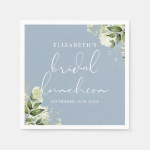 Serviette En Papier Dîner de mariée bleu floral vert