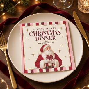 Serviette En Papier Dîner de Noël personnalisé avec le Père Noël