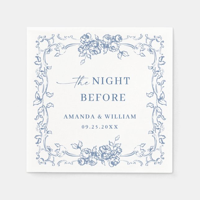 Serviette En Papier Dîner de répétition bleu de la Renaissance (Devant)