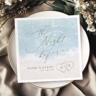 Serviette En Papier Dîner de répétition de mariage moderne sur la plag
