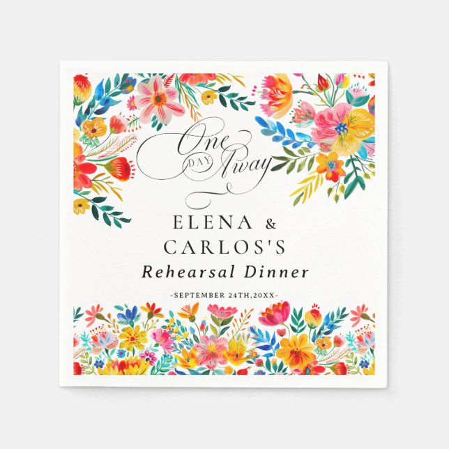 Serviette En Papier Dîner de répétition florale Fiesta (Devant)