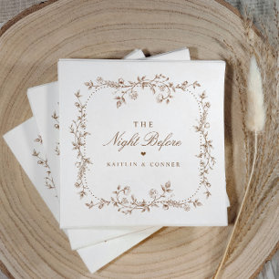 Serviette En Papier Dîner de répétition marron floral vintage français