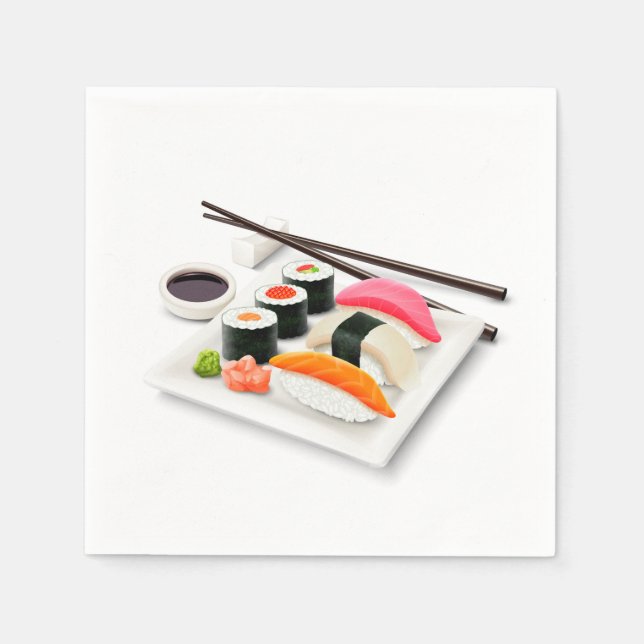 Serviette En Papier Dîner de sushi japonais (Devant)