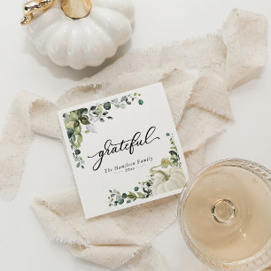 Serviette En Papier Dîner de Thanksgiving au eucalyptus verdure reconn