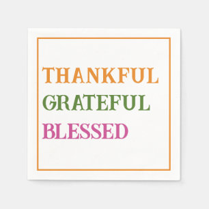 Serviette En Papier Dîner De Thanksgiving Merci Grateful Blessé