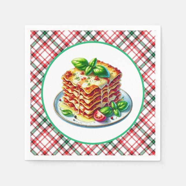 Serviette En Papier Dîner des amoureux de Cute Lasagna (Devant)