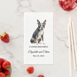 Serviette En Papier Dîner Mariage de Boston Terrier Dog