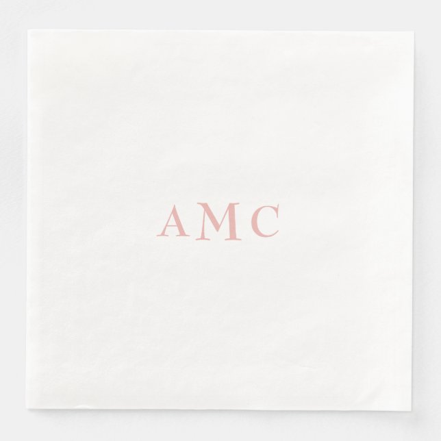 Serviette En Papier Dîner Mariage Élégant Rose/Blush (Devant)