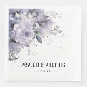 Serviette En Papier Dîner Mariage en argent mousseux