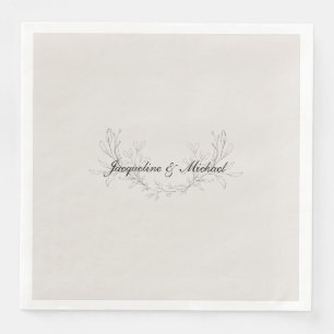 Serviette En Papier Dîner Mariage Simplement Élégant Script Cream