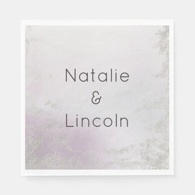 Serviette En Papier Dîner Monogram Mariage Ombre Lavender Purple Luxe (Devant)