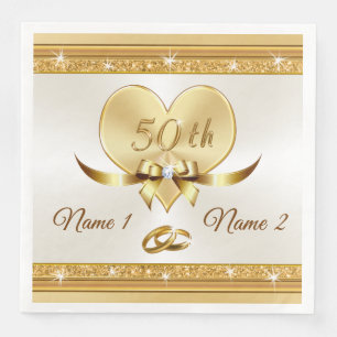 Serviette En Papier Dîner personnalisé 50e anniversaire Mariage servie