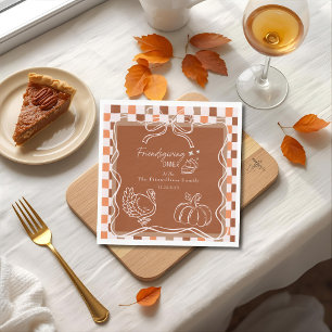 Serviette En Papier Dîner Retro Coquette Friendsgiving de Thanksgiving