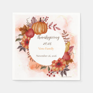 Serviette En Papier Dîner rustique de Thanksgiving d'automne