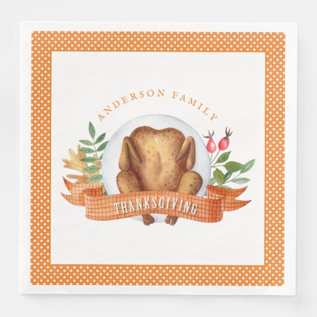 Serviette En Papier Dîner turc Thanksgiving personnalisé (Devant)