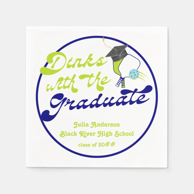 Serviette En Papier Dinks avec Graduate Pickleball Graduation (Devant)