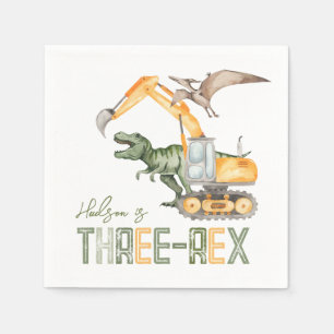 Serviette En Papier Dino Construction Trois Rex Napkins