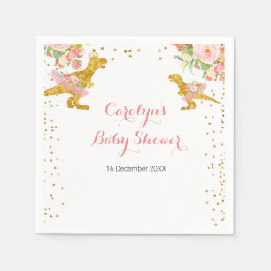 Serviette En Papier Dino Girl Baby shower Napkin