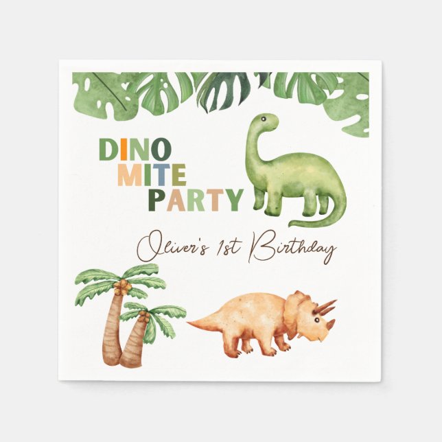 Serviette En Papier Dino-mite fête 1er anniversaire (Devant)