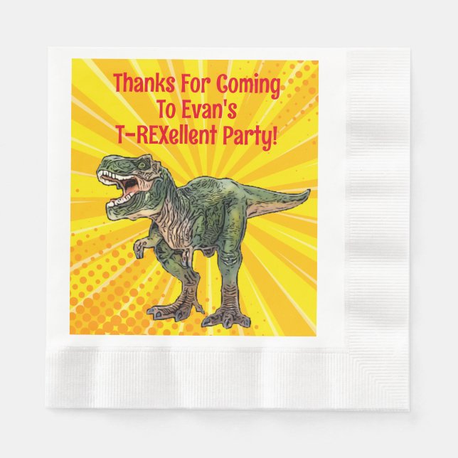 Serviette En Papier Dino T-Rex Dinosaur Amusant Anniversaire Garçon Ja (Devant)