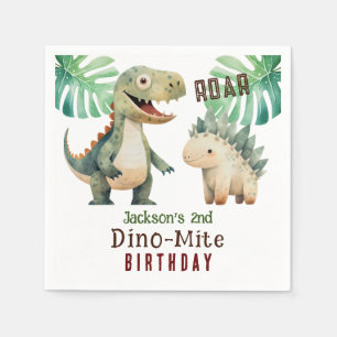 Serviette En Papier Dinosaur 2e anniversaire aquarelle papier Napkin