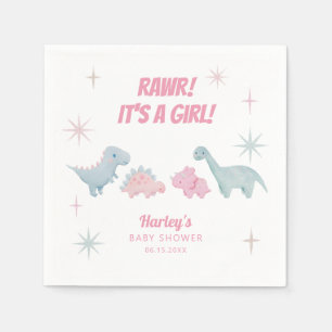 Serviette En Papier Dinosaur Baby shower fille RAWR