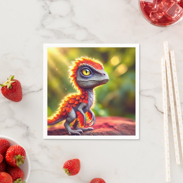 Serviette En Papier Dinosaur Bird (En situation)