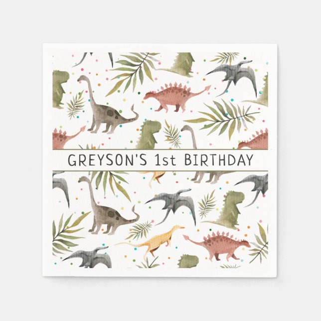 Serviette En Papier Dinosaur fête Animal Anniversaire Personnalisé (Devant)