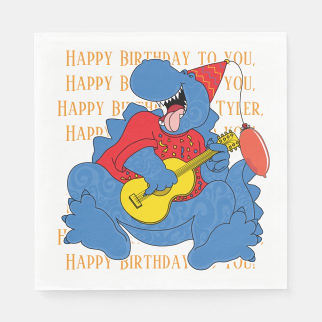 Serviette En Papier Dinosaur fête d'anniversaire (Devant)