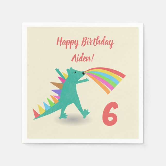 Serviette En Papier Dinosaur Joyeux Anniversaire (Devant)