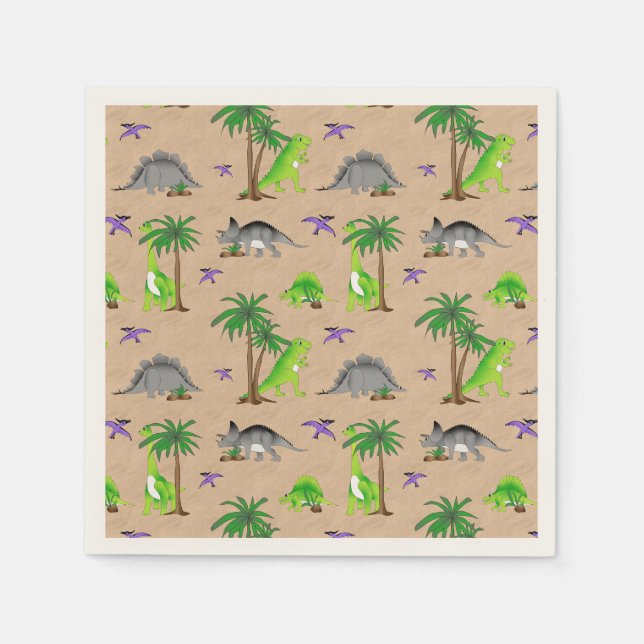 Serviette En Papier Dinosaur Land Cute Dino (Devant)
